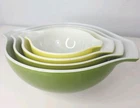 Vintage PYREX Cinderella Nesting Bowls Set Verde Green 441 442 443 444