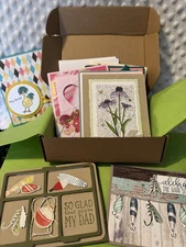 Stampin Up Handmade Card Set - A Year of Cheer Gift Box - Set Of 12 & Envelopes