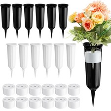 12 Set Cemetery Vases for Grave Memorial Plastic Flower Vases with Spikes and