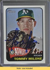 JSA Certified 2014 Topps Heritage Tommy Milone #191 COA Auto 3d5