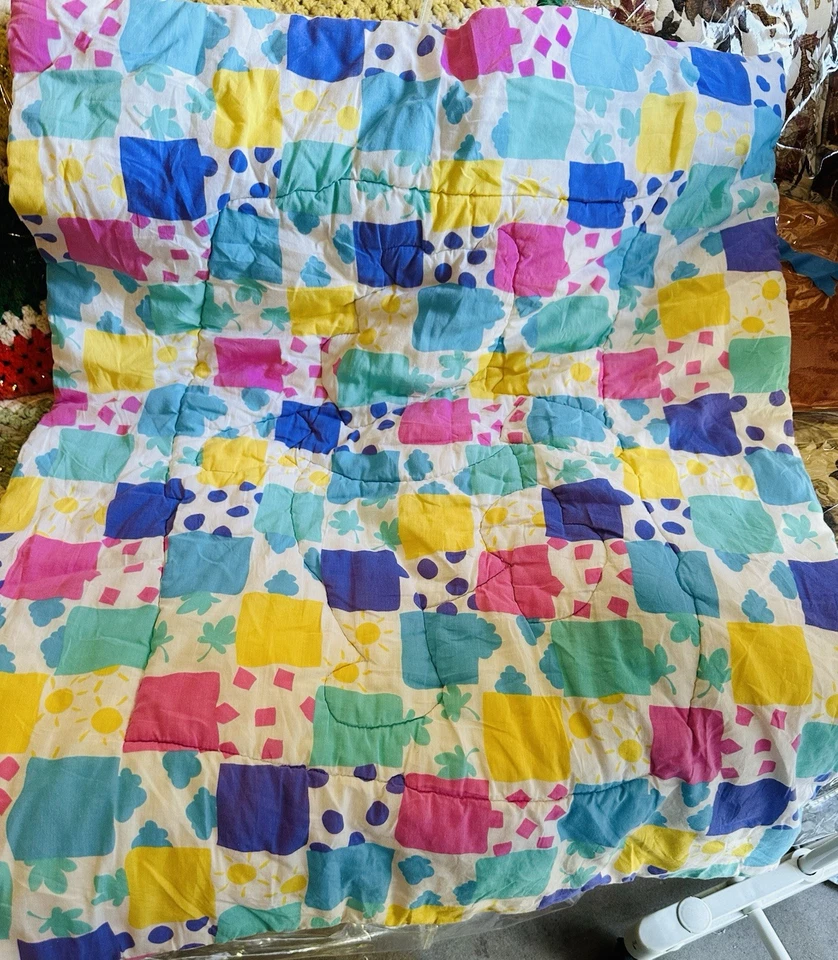 Manta de cuna acolchada retazos reversible Disney Winnie the Pooh años 90 vintage Foto 2 de 2