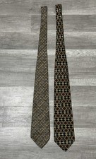 Geoffrey Beene 100 Silk Geometric Colorful Mens Neck Ties Lot Of 2