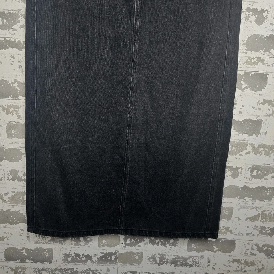 NUEVA Falda Jean Denim Forever 21 Midi Ventilada Cremallera Mosca Lavada Negra 100% Algodón L Foto 3 de 4