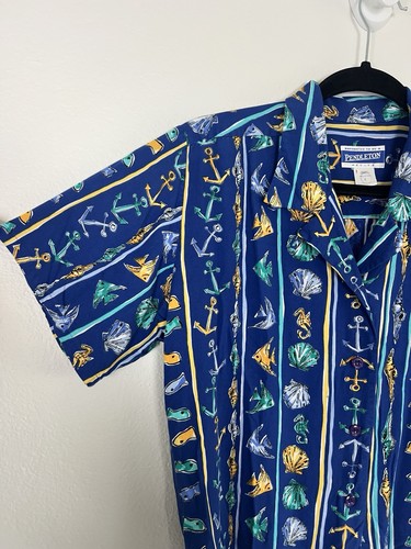 Pendleton maritim Hawaii Vintage Kurzarm Muschel Knopf Bluse Damen 4 - Bild 3 von 10
