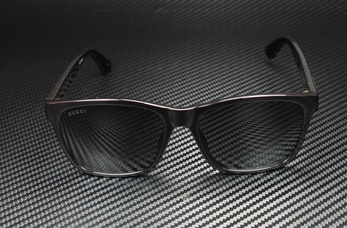 GUCCI GG0746S 001 Black Shiny Grey Square 57 mm Men's Sunglasses