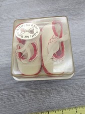 Crib Shoes Red  White Shoes Newborn Size  3.75 Inches