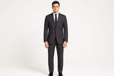 RENOIR Charcoal Suit Men New Basic 38R 54L Classic Regular Fit Business Church
