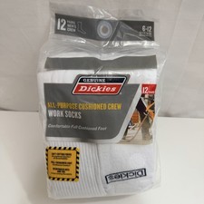 Dickies Mens 12 All-Purpose Cushioned Crew Work Socks Size 6-12