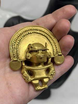 TAIRONA ANHÄNGER INKA VERGOLDET PRE-COLUMBIAN ELDORADO PENDANT VINTAGE