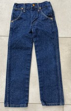 Vintage Wranglers Girls Cowboy Cut Size 4 Slim Western Rodeo Blue Jeans
