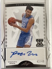 2022-23 Leaf Trinity Pete Nance #BA-PN1 Silver unc basketball #/49 autograph