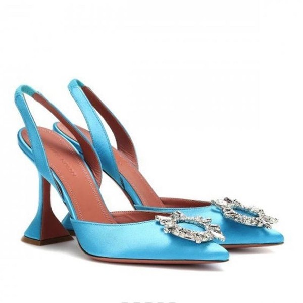 Women Amina Muaddi Heels Blue 36.5