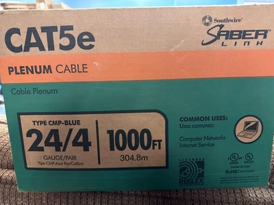 Southwire SABER Cat 5e Plenum 24Gauge 4Pair 370 feet remain