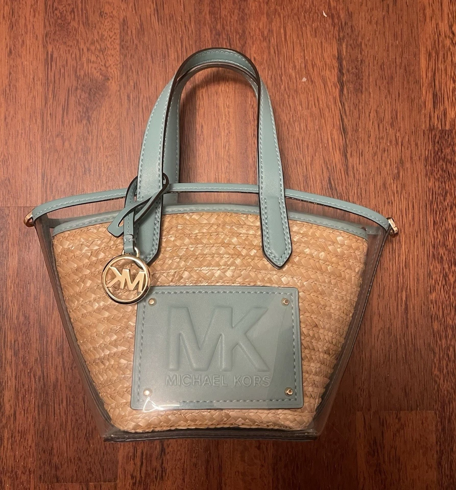Michael Kors Kimber 2 in 1 Vinyl and Straw Convertible Bag - Bild 1 von 4
