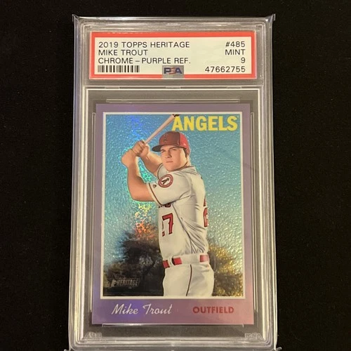 2019 Heritage Chrome THC-485 Mike Trout Purple Refractor PSA 9 MINT Angels MVP