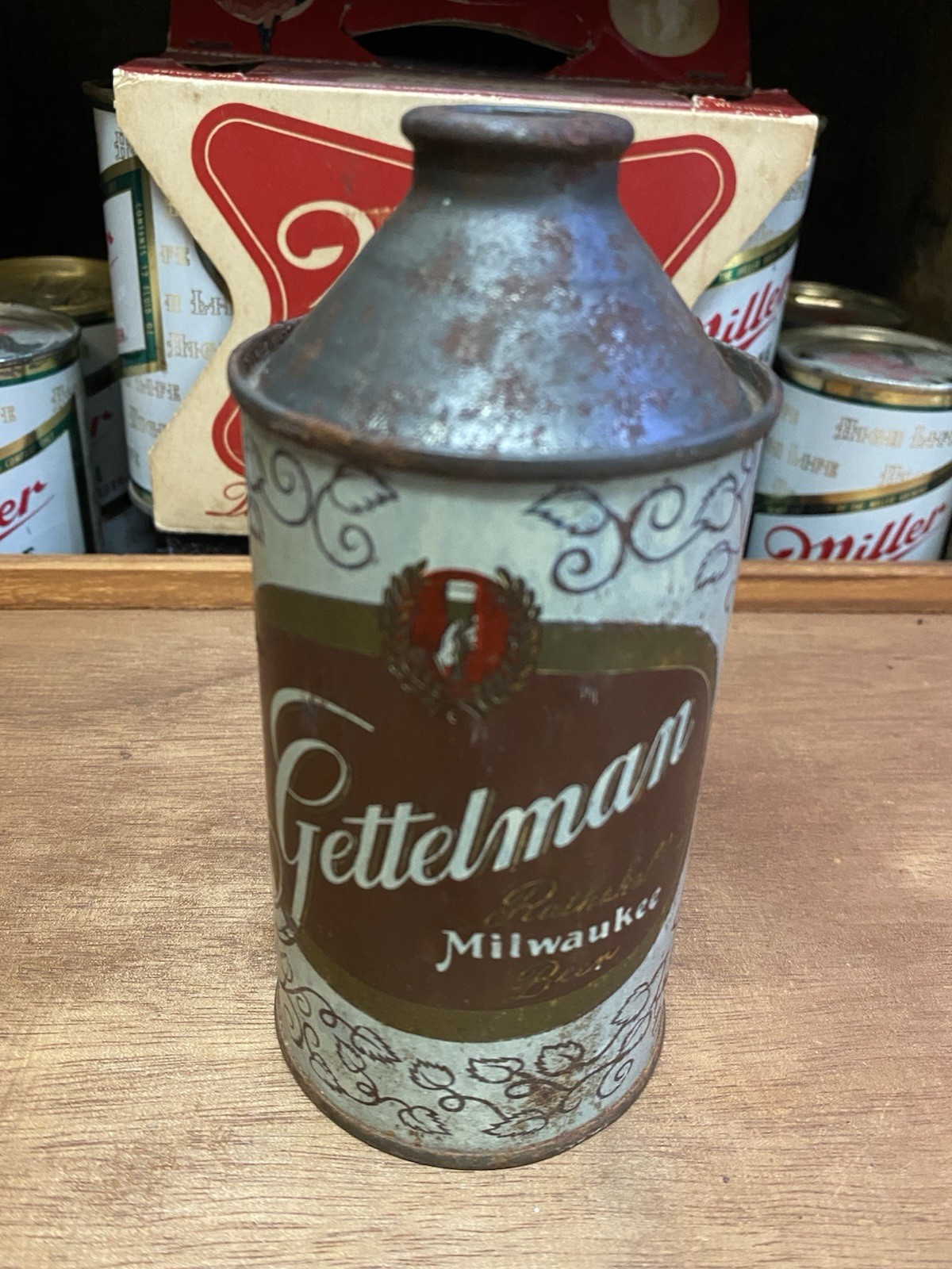 Gettelman Cone top Beer Can Gettelman brewing co Milwaukee Wi Old Vintage