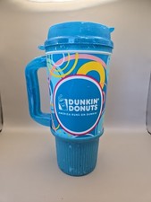 Dunkin Donuts BLUE Travel Mug Coffee Tumbler 2015 Whirley Made in USA 20 Oz