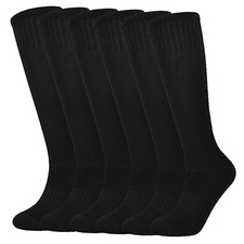 Kids Soccer Socks Boys Football Socks 6 Pairs Girls Knee Medium 6 Pairs, Black