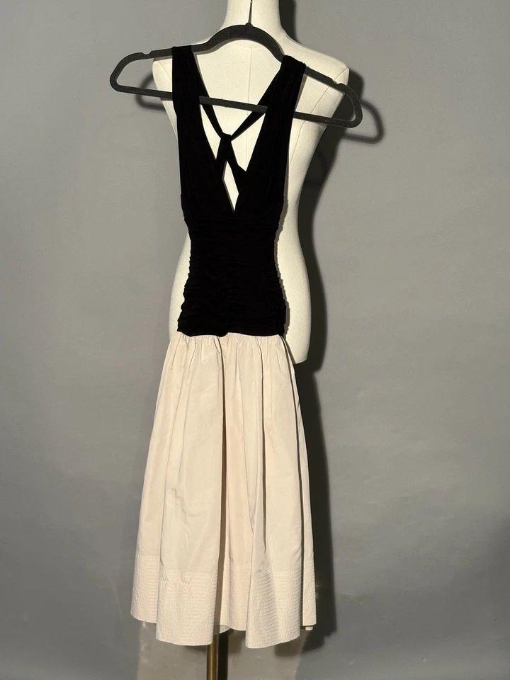Vintage Style BCBG Women’s XS Two Tone Dress Black White No Sleeve - Image 2 of 4