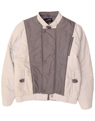 VINTAGE Herren Vienna Windbreaker Jacke IT 52 XL Grau Colourblock Polyester DR13