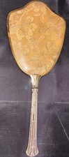 VTG 1940s-1950s Hand Held Vanity Mirror Ornate Gold Floral Design Back