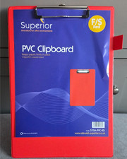Stewart Superior F/S Red clipboard PVC A4 pencil holder office filing paper NEW