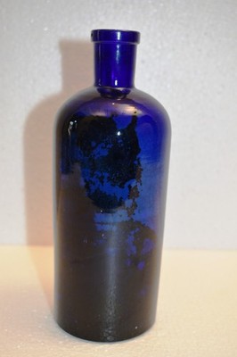 Vintage Cobalt Blue Apothecary Pharmacy Glass Bottle Chemist Decor 7.5 Inch ''R