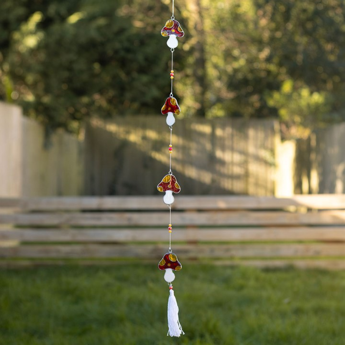 String of Enchanted Toadstool Mushroom Outdoor Garden Suncatchers