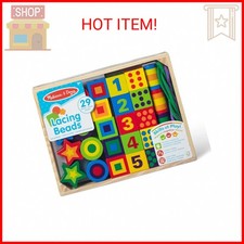 Melissa Doug Deluxe Wooden Lacing Beads - Educational Activity with 27 Beads a