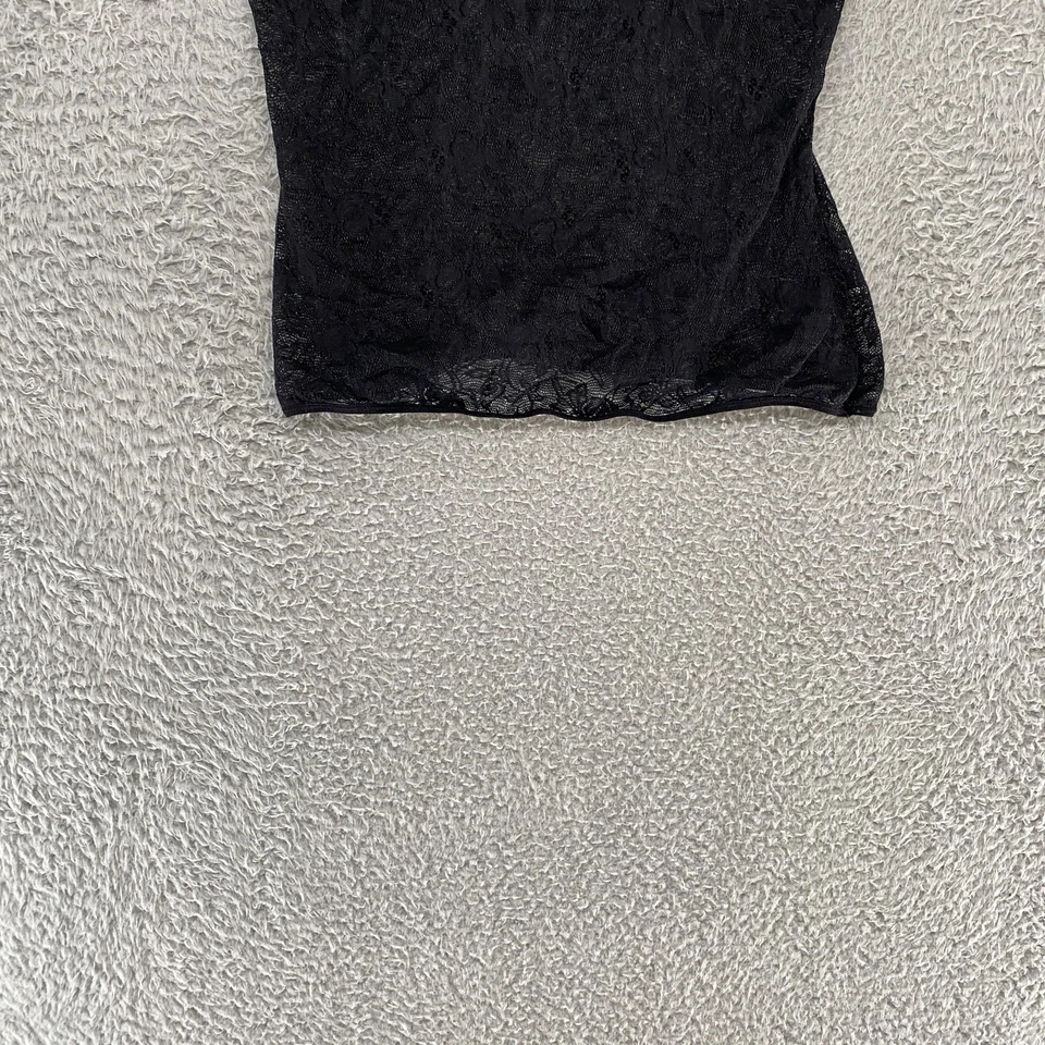 Camiseta sin mangas Natori Sheer Y2K para mujer mediana negra de encaje sexy caprichosa cami Foto 3 de 4