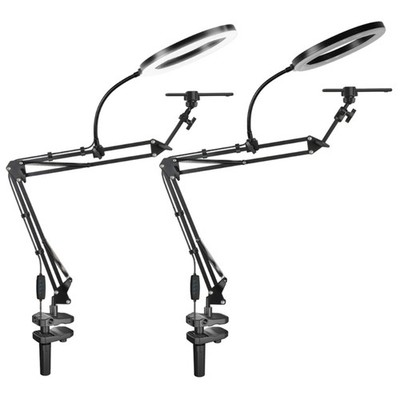 Overhead Phone Stand With Rings Light for Art Recording Baking Tutorials