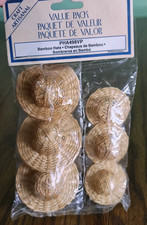 Miniature Bamboo Hats Set of 6 Crafts Dolls Bears Artisanal
