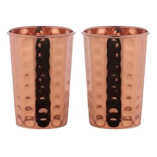 Copper Cups Set of 2 - 10.14 Oz Hammered Copper Drinking Cups, Ayurvedic Health