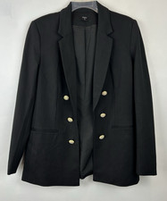 Tahari Blazer Jacket Women 8 Black Open Gold Bling Button Cocktail Career Event