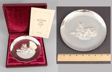 Vintage 1972 Lincoln Mint Sterling Silver Mothers Day Collies Dog Plate & Box