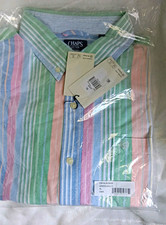 Chaps Dress Shirt XL 34/35 Green/Blue/Pink/White Stripe Button-Down Collar