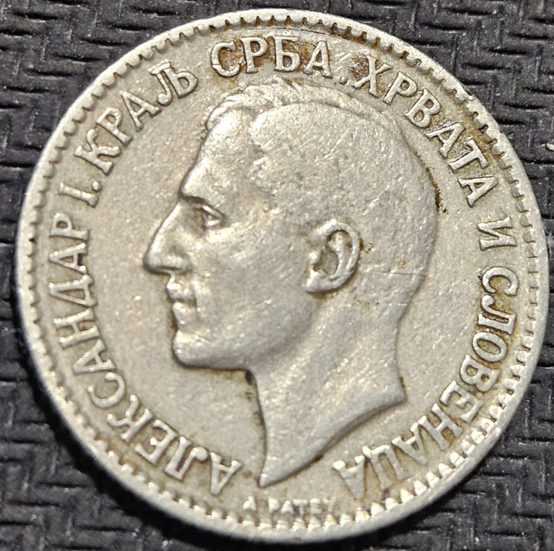 1925 Yugoslavia 1 Dinar Copper Nickel Coin