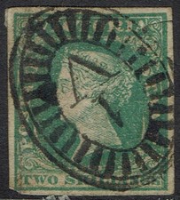 VICTORIA 1854 QV WOODBLOCK 2/- IMPERF USED SPACEFILLER