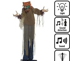 Halloween Gemeiner Wolf Horrorpuppe mit Animation,Bewegung,Sound,Licht, 160 cm