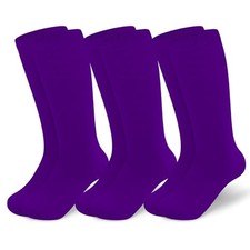 Toddler Soccer Socks Kids Soccer Socks 6-9 Years 3 Pack Purple, Purple, Purple