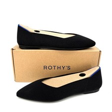 Rothy's The Point II Ballet Flats Black Sz 6.5 Knit Pointed Toe Slip On Washable