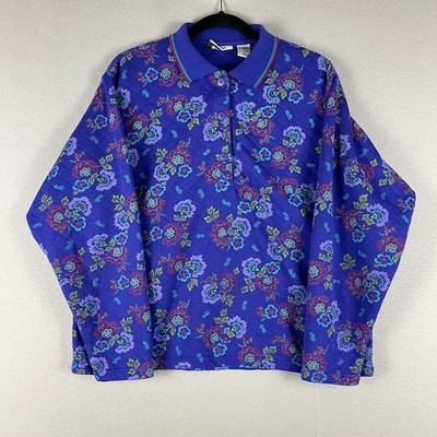 Vintage Gitano Floral Quilted Sweatshirt Womens Large Purple 90s Grannycore