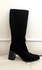 Black Suede Knee High Boots UK 4 – Trendy Stockholm Style – Chic & Sleek