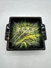 Murano Weil V Nason Green Yellow Copper Aventurine Glass Small Ashtray 4”