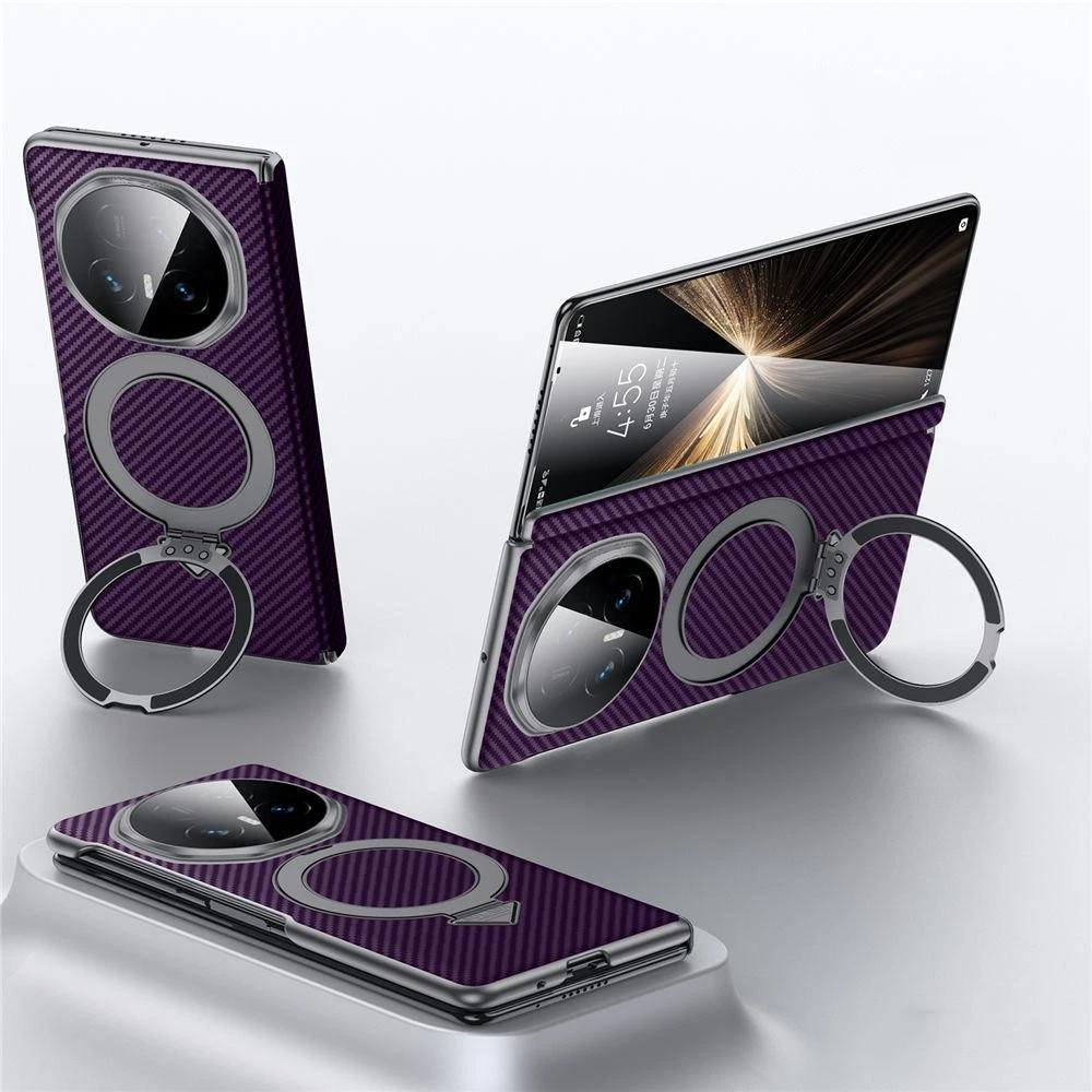 Magnetic Aramid Fiber Pattern Leather Case For Honor Magic V5 Hinge Back Cover - Picture 3 of 23