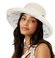 Women Summer Sun Hat Floral Beach Hat Wide Brim UV Protection Packable Bucket Ca