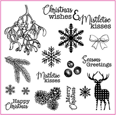 Christmas Snowflakes Clear Stamps for Card Making or Journaling Mistletoe Nuts D
