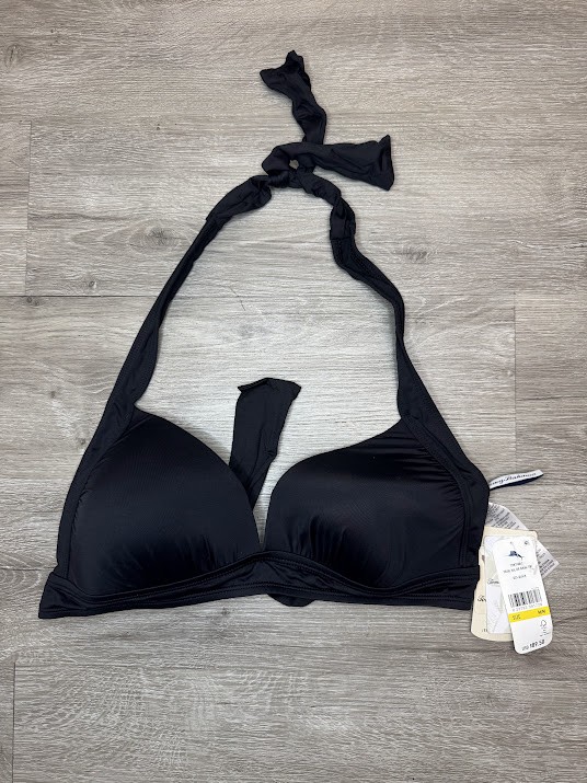 Black Halter Bikini Top Pearl Detail Swim Top Medium