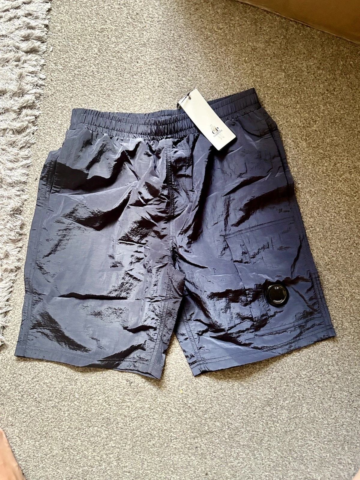 Men’s Navy Lens Badge Outdoor Nylon Shorts Quick Drying Fabric Casual Shorts
