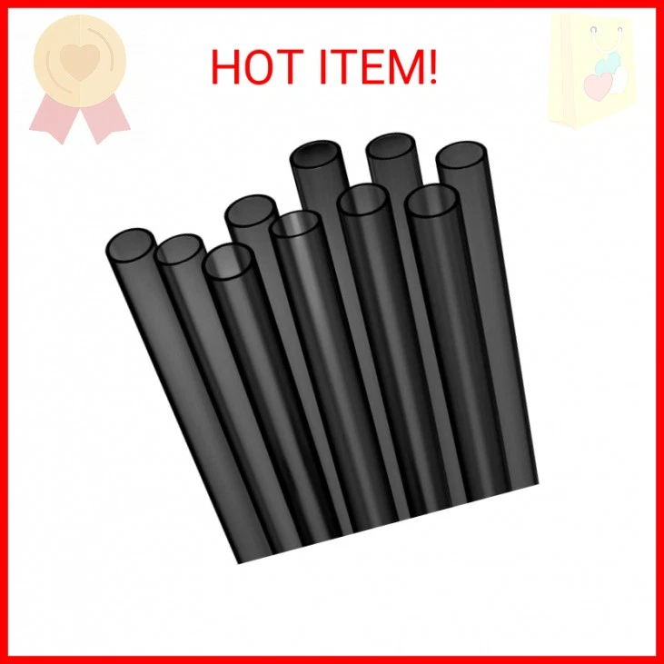 Paquete de 10 pajitas extra anchas de plástico duro negro para batidos Boba Foto 2 de 2